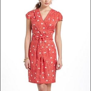 Anthropologie red wrap dress
